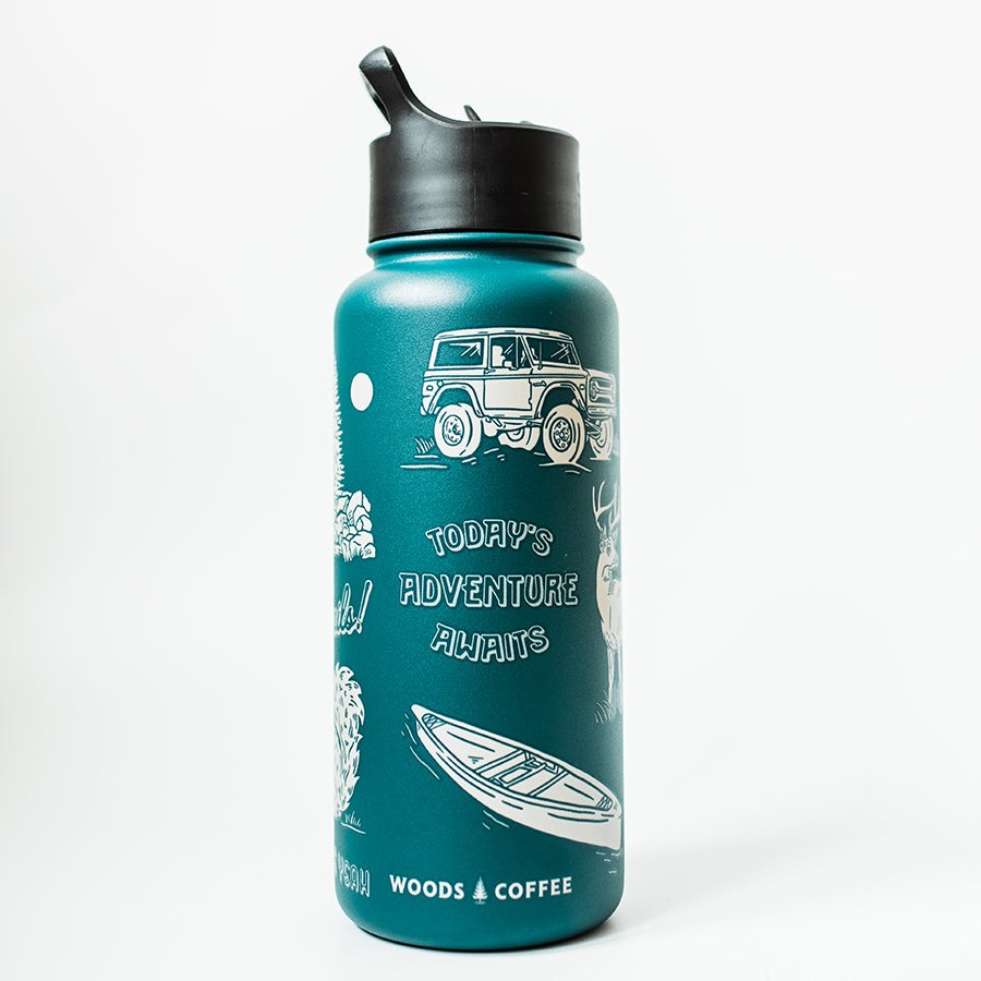Adventure Awaits Water Bottle – Woods Coffee